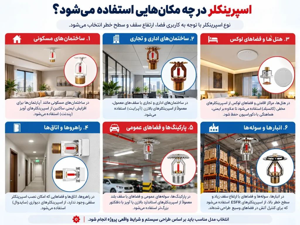 اسپرینکلر در چه مکان‌هایی استفاده می‌شود؟