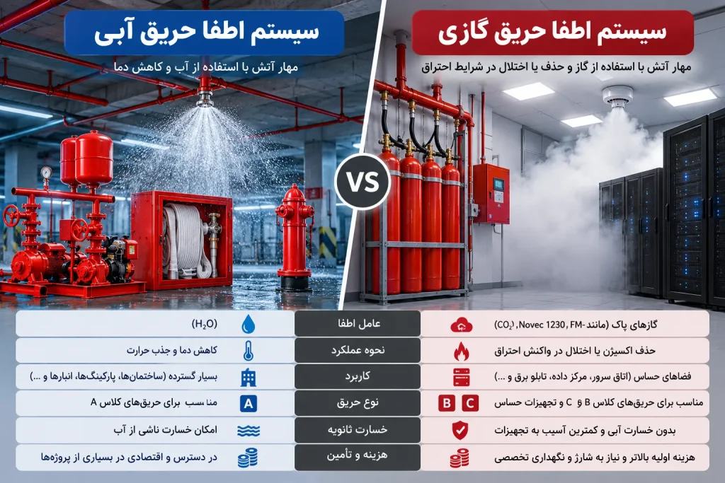 تفاوت اطفا حریق آبی و گازی چیست؟