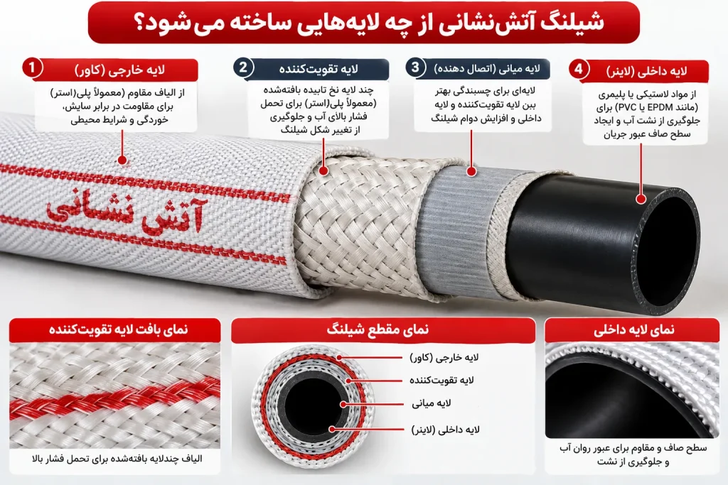 شیلنگ آتش‌نشانی از چه لایه‌هایی ساخته می‌شود؟