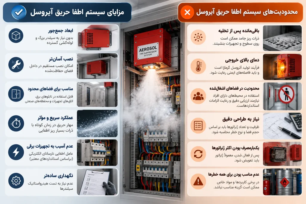 مزایا و محدودیت‌های سیستم اطفا حریق آیروسل