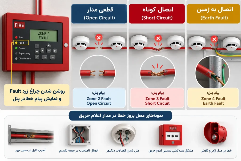 خطاهای کابل‌کشی، زون و لوپ اعلام حریق
