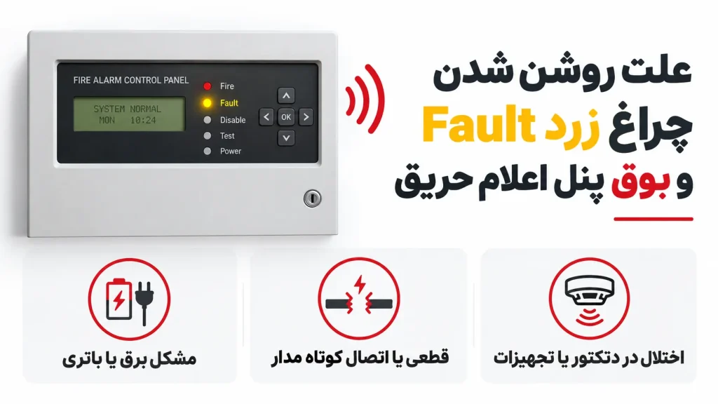 علت روشن شدن چراغ زرد Fault و بوق پنل اعلام حریق
